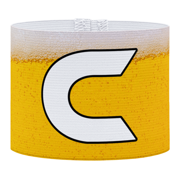 bier c, witte c met bier achtergrond, voetbal, Aanvoerdersband, captain armband specialist, de aanvoerdersband specialist, hockey, volleybal, met klittenband aansluiting, met standaard stiknaad, gepersonaliseerde aanvoerdersband, aanvoerdersband kopen, aanvoerdersband ontwerpen, aanvoerdersband bedrukkenaanvoerdersband - captain armband - bier - beer