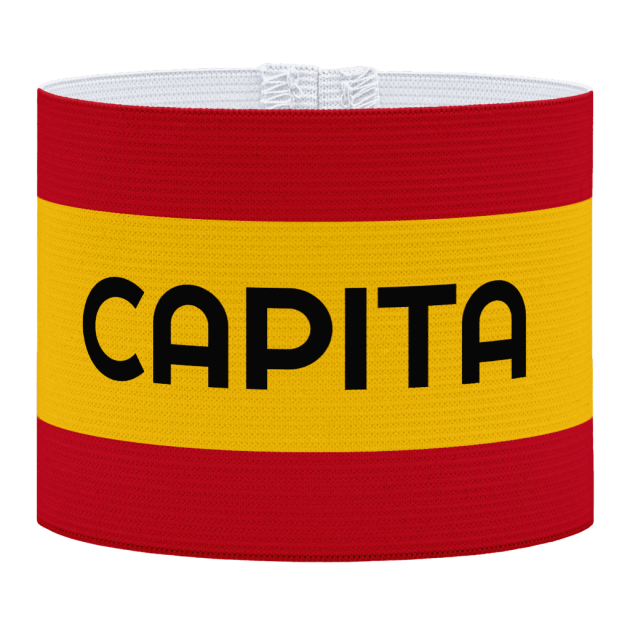 capita aanvoerdersband, Spaanse aanvoerdersband, aanvoerdersband in het Spaans, voetbal, Aanvoerdersband, aanvoerdersband specialist, de aanvoerdersband specialist, hockey, volleybal, met klittenband aansluiting, met standaard stiknaad, gepersonaliseerde aanvoerdersband, aanvoerdersband kopen, aanvoerdersband ontwerpen, aanvoerdersband bedrukken