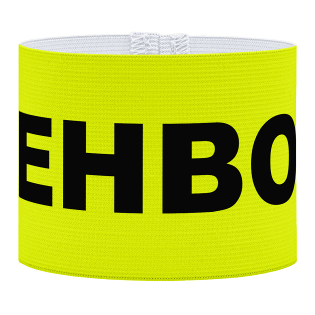 EHBO, zwarte letters ehbo met gele achterkant, gele achtergrond, voetbal, Aanvoerdersband, captain armband specialist, de aanvoerdersband specialist, hockey, volleybal, met klittenband aansluiting, met standaard stiknaad, gepersonaliseerde aanvoerdersband, aanvoerdersband kopen, aanvoerdersband ontwerpen, aanvoerdersband bedrukken
