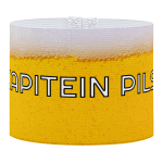 kapitein pils met bier achtergrond, witte letters kapitein pils, voetbal, Aanvoerdersband, captain armband specialist, de aanvoerdersband specialist, hockey, volleybal, met klittenband aansluiting, met standaard stiknaad, gepersonaliseerde aanvoerdersband, aanvoerdersband kopen, aanvoerdersband ontwerpen, aanvoerdersband bedrukken